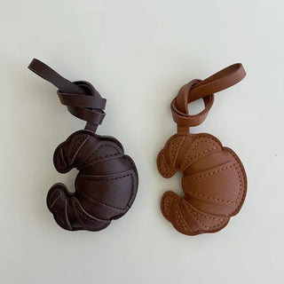 Croissant bag charm leather keyring