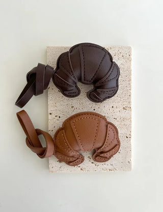 Croissant bag charm leather keyring