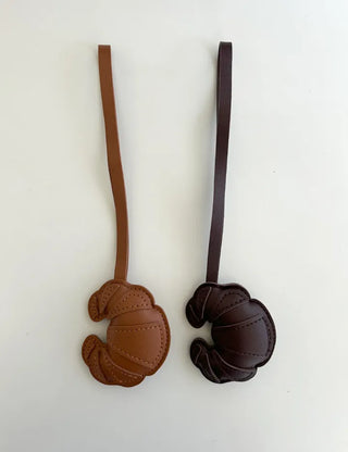 Croissant bag charm leather keyring