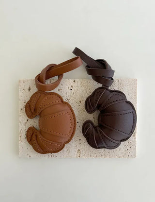 Croissant bag charm leather keyring