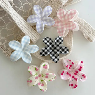 Resort flower hairpin, plaid claw clip, summer updo hairpin