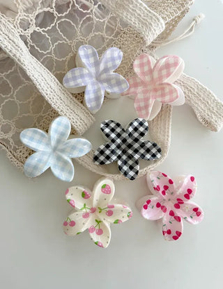 Resort flower hairpin, plaid claw clip, summer updo hairpin