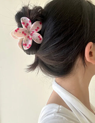 Resort flower hairpin, plaid claw clip, summer updo hairpin
