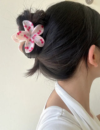 Resort flower hairpin, plaid claw clip, summer updo hairpin