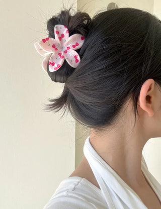 Resort flower hairpin, plaid claw clip, summer updo hairpin