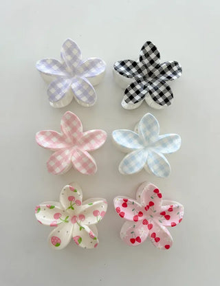 Resort flower hairpin, plaid claw clip, summer updo hairpin