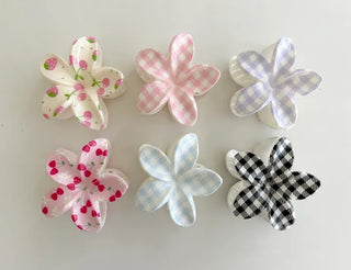 Resort flower hairpin, plaid claw clip, summer updo hairpin