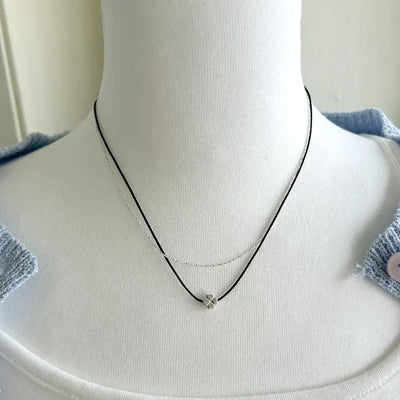 925 Silver Four-Leaf Clover String Necklace Layered Chain
