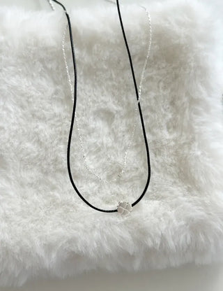 925 Silver Four-Leaf Clover String Necklace Layered Chain