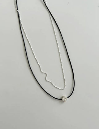 925 Silver Four-Leaf Clover String Necklace Layered Chain