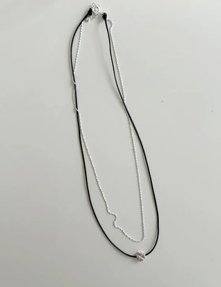 925 Silver Four-Leaf Clover String Necklace Layered Chain