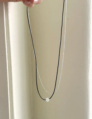 925 Silver Four-Leaf Clover String Necklace Layered Chain