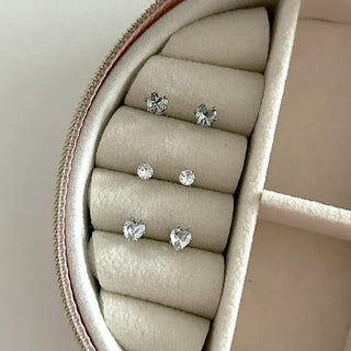Set of 3 Surgical Steel Mini Heart Cubic Simple Earrings