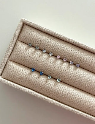 Set of 3 Surgical Steel Mini Heart Cubic Simple Earrings