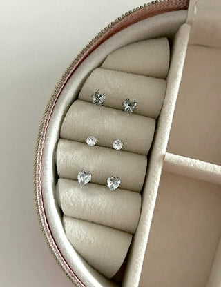 Set of 3 Surgical Steel Mini Heart Cubic Simple Earrings