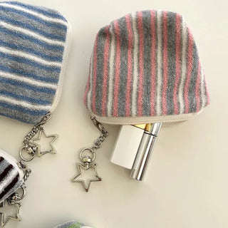 Terry Pouch Mini Striped Coin Purse Keyring