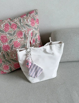 Terry Pouch Mini Striped Coin Purse Keyring