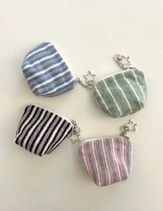 Terry Pouch Mini Striped Coin Purse Keyring