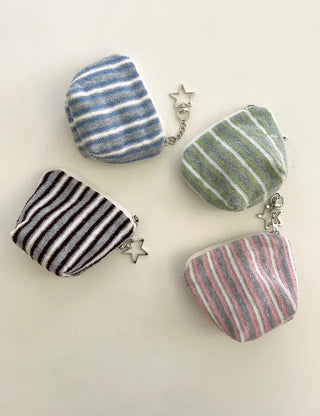 Terry Pouch Mini Striped Coin Purse Keyring