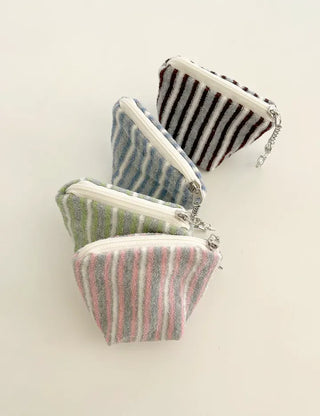 Terry Pouch Mini Striped Coin Purse Keyring