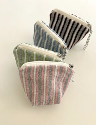 Terry Pouch Mini Striped Coin Purse Keyring