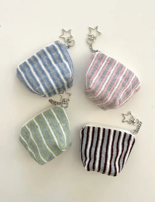 Terry Pouch Mini Striped Coin Purse Keyring