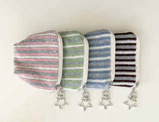 Terry Pouch Mini Striped Coin Purse Keyring