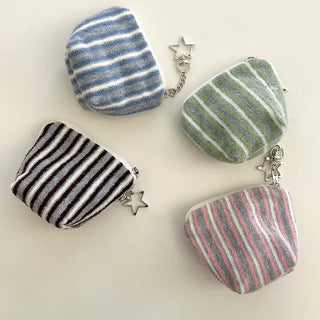 Terry Pouch Mini Striped Coin Purse Keyring