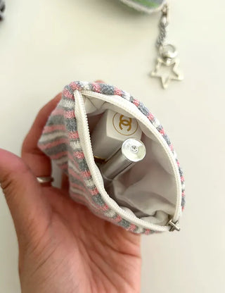 Terry Pouch Mini Striped Coin Purse Keyring