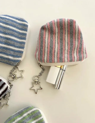 Terry Pouch Mini Striped Coin Purse Keyring
