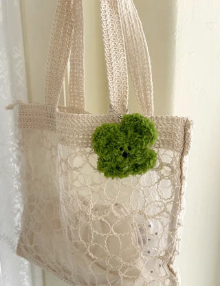 Chenille doll four-leaf clover keyring bag keyholder