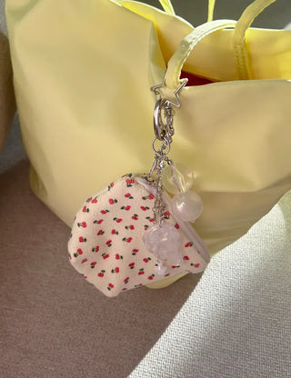 Cherry Pouch Mini Fabric Coin Purse Keyring