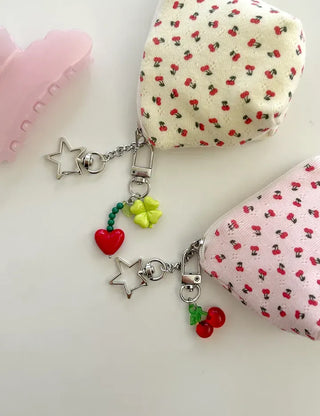 Cherry Pouch Mini Fabric Coin Purse Keyring