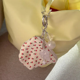 Cherry Pouch Mini Fabric Coin Purse Keyring