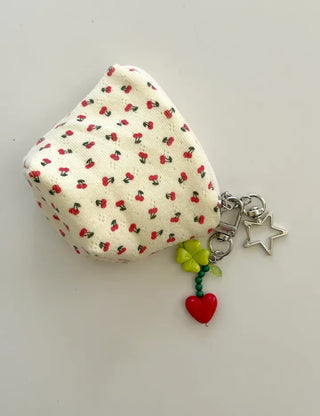 Cherry Pouch Mini Fabric Coin Purse Keyring