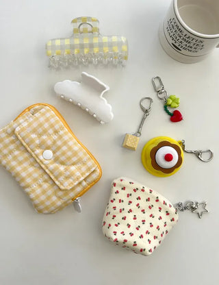 Cherry Pouch Mini Fabric Coin Purse Keyring