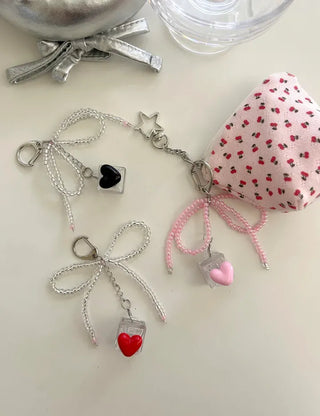 Cherry Pouch Mini Fabric Coin Purse Keyring