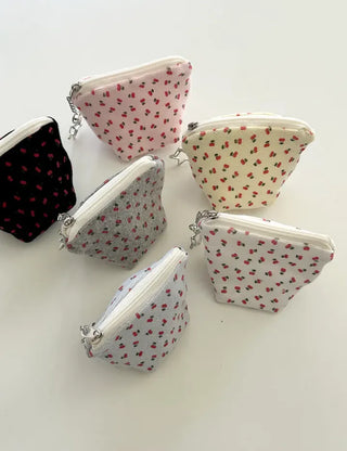 Cherry Pouch Mini Fabric Coin Purse Keyring