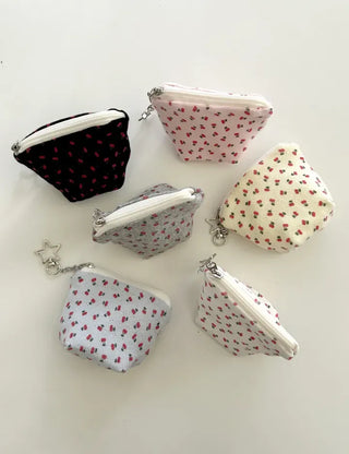 Cherry Pouch Mini Fabric Coin Purse Keyring