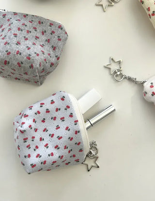 Cherry Pouch Mini Fabric Coin Purse Keyring