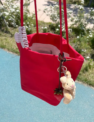 Strawberry Bag Charm Leather Keyring