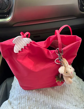 Strawberry Bag Charm Leather Keyring