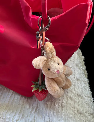 Strawberry Bag Charm Leather Keyring