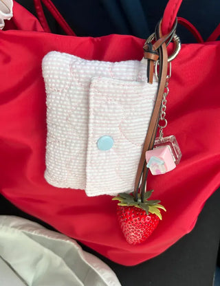 Strawberry Bag Charm Leather Keyring