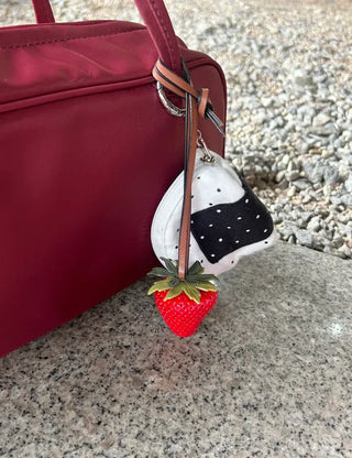Strawberry Bag Charm Leather Keyring