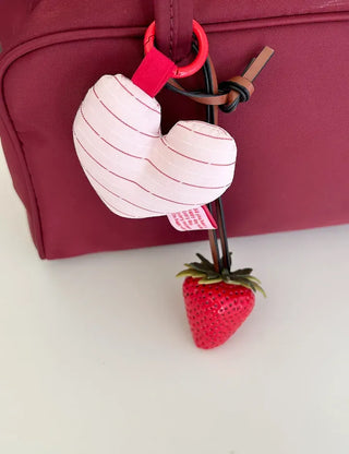 Strawberry Bag Charm Leather Keyring