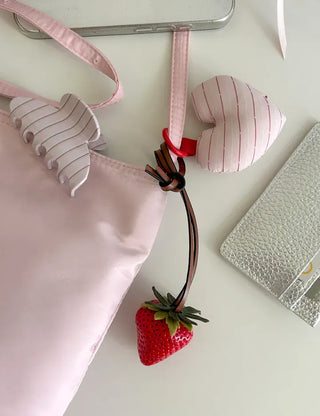 Strawberry Bag Charm Leather Keyring