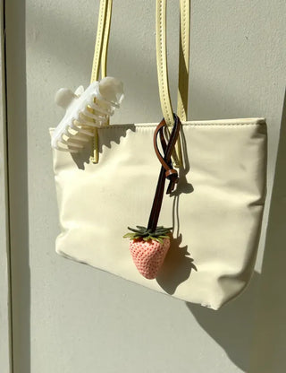 Strawberry Bag Charm Leather Keyring