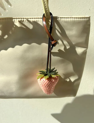 Strawberry Bag Charm Leather Keyring