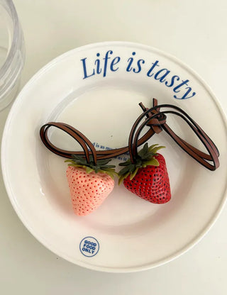 Strawberry Bag Charm Leather Keyring